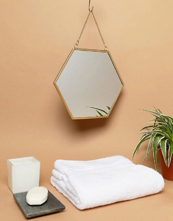 Hexagon Wall Hanging Mirror 8x9" - Image 2