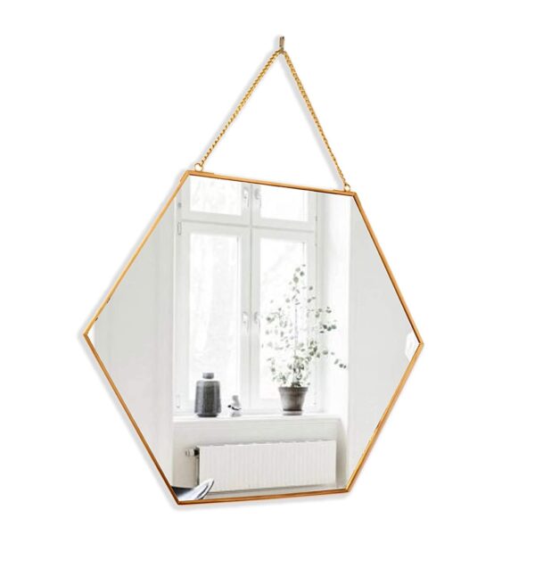 Hexagon Wall Hanging  Mirror 9.5x11"