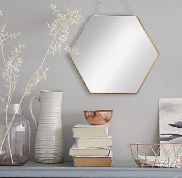 Hexagon Wall Hanging  Mirror 9.5x11" - Image 3