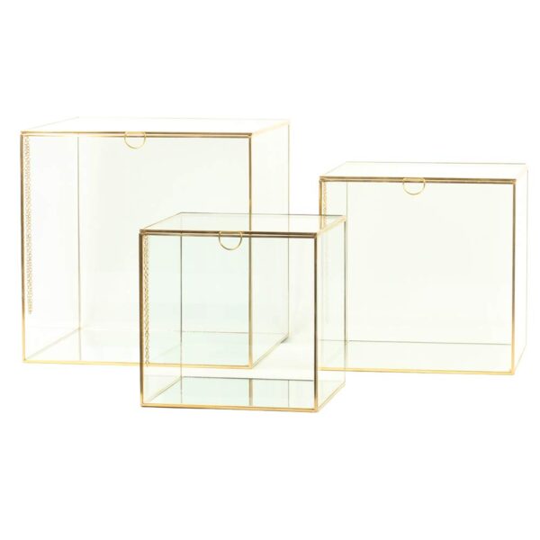 Square Glass Brass Box 4x4" - Image 2