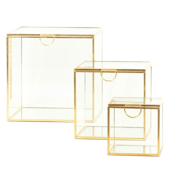 Square Glass Brass Box 4x4"