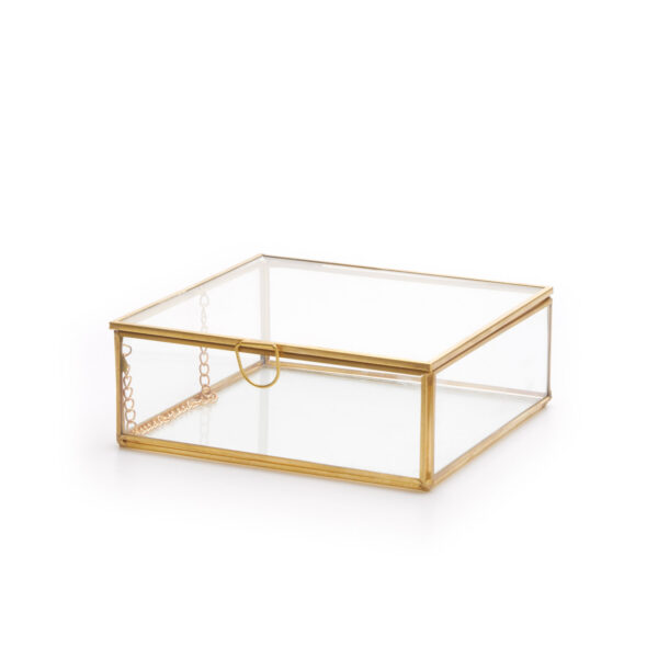 Square Glass Brass Box 6x6x2" - Image 3
