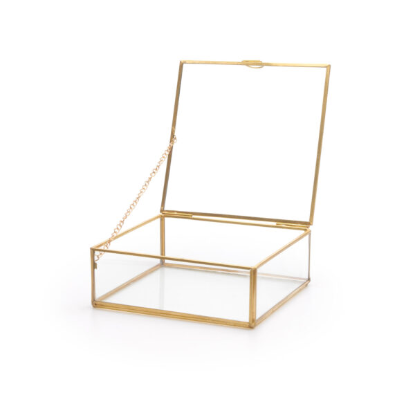 Square Glass Brass Box 6x6x2" - Image 2