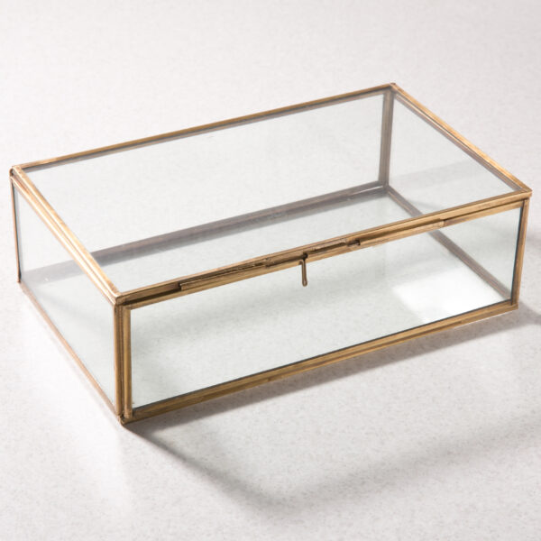 Glass Brass Storage Box 11x7x4"