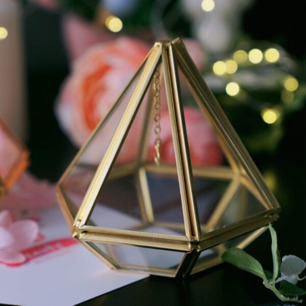 Glass Brass Dimamond Ring Box 4x4x5" - Image 4