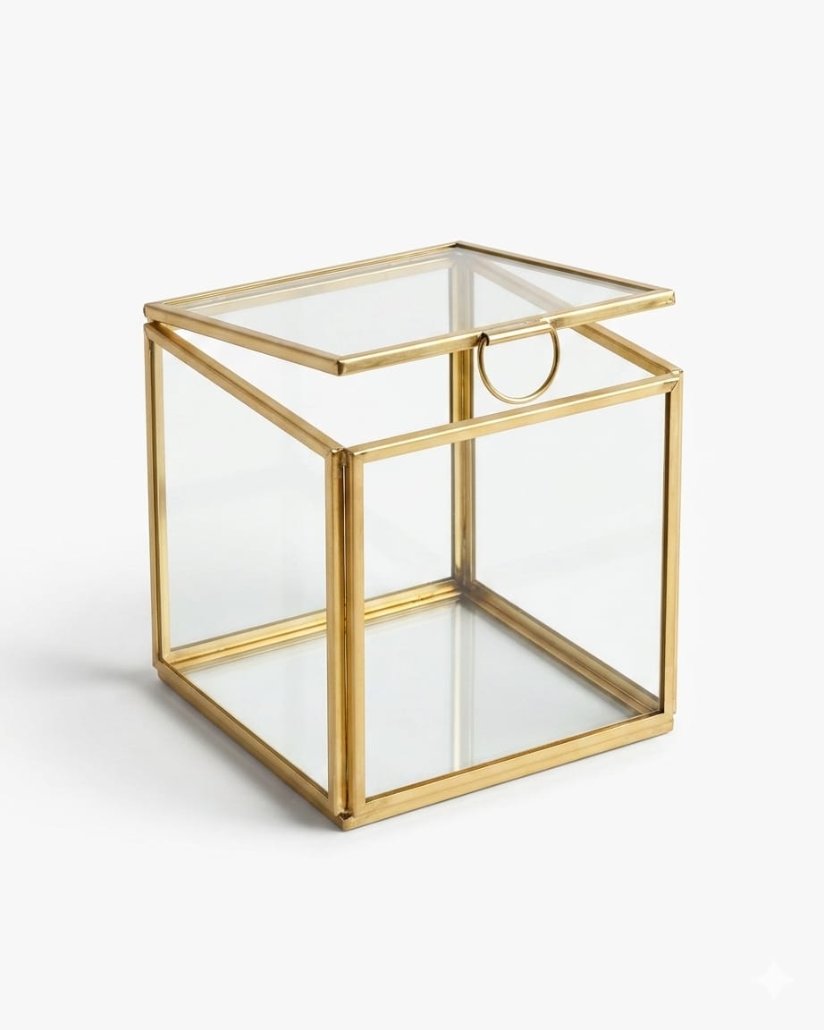Square Glass Brass Box 4x4" - Image 4