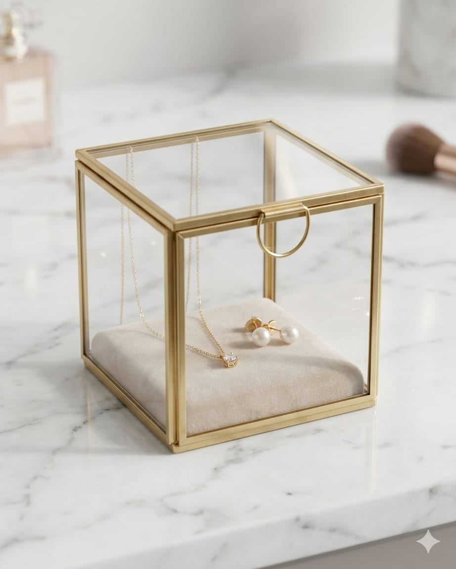 Square Glass Brass Box 4x4" - Image 5