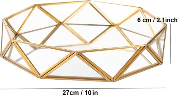 Geometric Round Mirror Tray 10x9.5x2.1" - Image 3