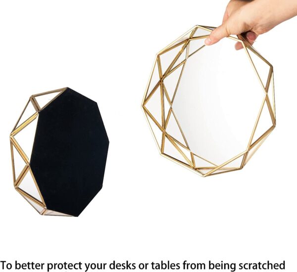 Geometric Round Mirror Tray 10x9.5x2.1" - Image 2