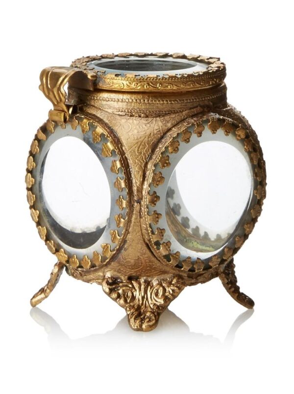Glass Brass Ring Box 2.5x2.5"