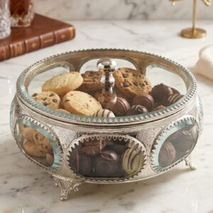 Beveld Glass Brass Jewelry Box 8x8x3"